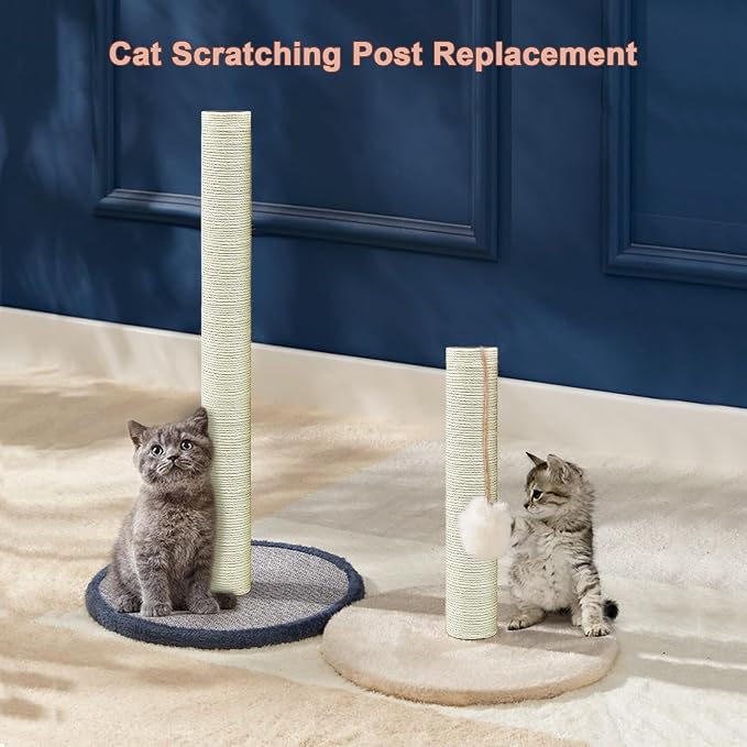 Cat Scratching Post Replacement Pole, 2 PCS 15.7in Cat Tree Replacement Post, Natural Sisal Cat Tree Replacement Parts with M8 Screws, Cat Scratch Post for Refurbishment (15.7in/40cm) - Image 6