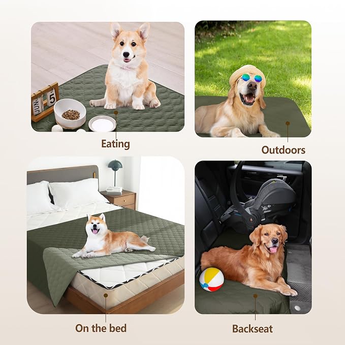 gogobunny 100% Double Sided Waterproof Dog Blanket Soft Pet Bed Cover Reversible Protect Furniture Couch Sofa Car for Puppy Large Dog Cat (Dark Olive/Light Olive, 30x30 Inch (Pack of 1)) - Image 4