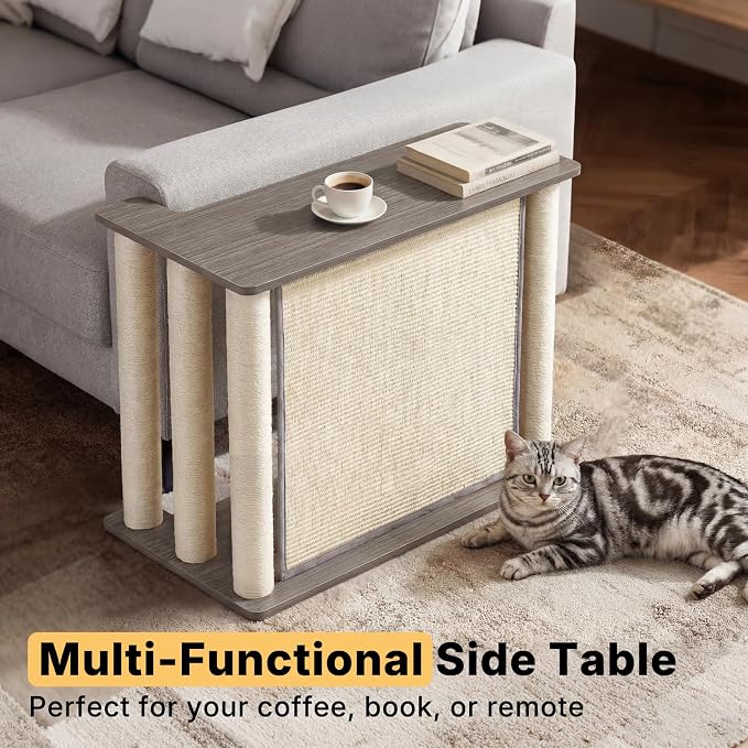 Veehoo Cat Scratcher Side Table for Couch, Sofa Protector End Table | Couch corner protector, sisal scratching posts, sisal scratch pad, heavy-duty base, easy to assemble - Image 5