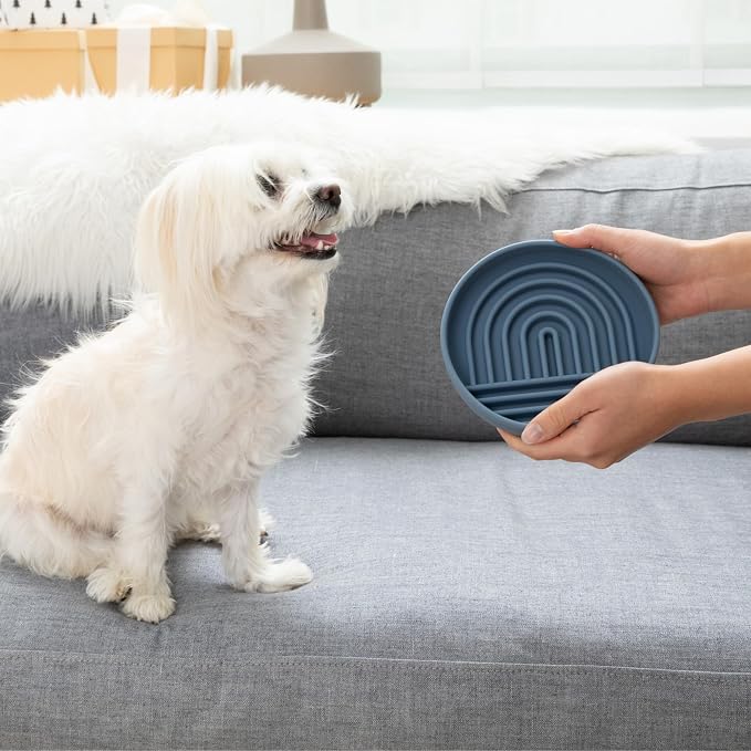 Should We Go? Slow Feeder Dog Bowls - Small Size Silicone Slow Eating Dog Bowl for Puppies & Dogs with Suction Cup -Dishwasher-Safe, Lick Mat Design, Reduces Gulping, for All Breeds, 6”x1.25”- Ocean - Image 2