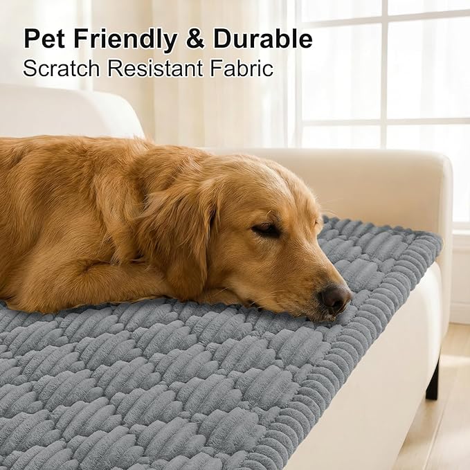 Smiry Couch Cover for Dogs Washable, Non Slip Fuzzy Pet Sofa Protector | Soft Thick Furniture Cover for Sofa, Loveseat and Sectional, Scratch & Pet Hair Resistant (Grey, 27.6" x 59") - Image 3