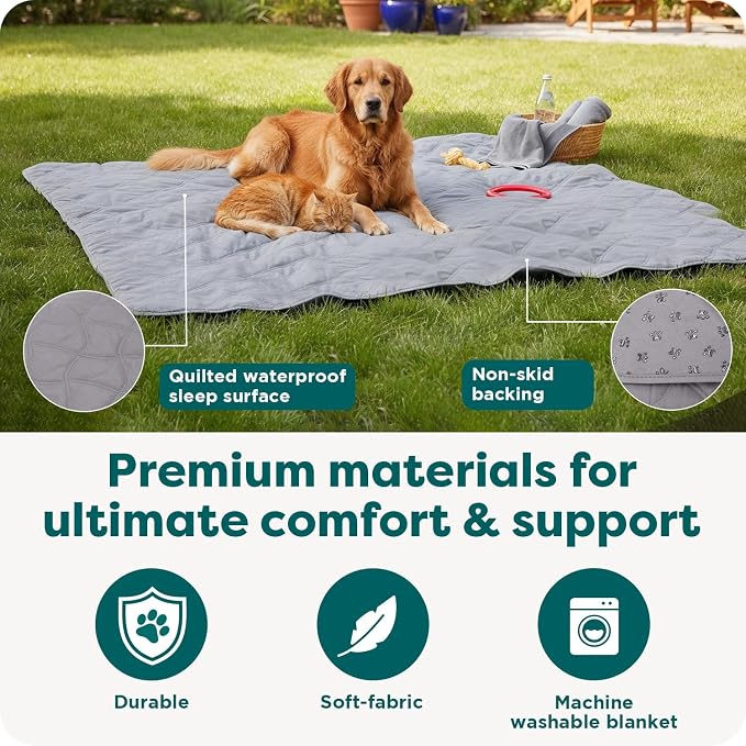 FurHaven Waterproof Blanket & Furniture Protector Cover with Non-Slip Backing, Machine Washable, Jumbo/King, Quilted Twill, Gray - Image 5