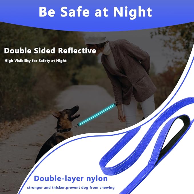 Dog Leash 6ft Long,Double Handle Dog Leash for Control Training | Heavy Duty Dog Leads with Traffic Padded Handles, Reflective Leashes for Small Medium Large Dogs(6ft, Navy Blue) - Image 4