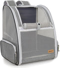 Cat Dog Backpack 12.6"×11.4"×16.5" Large Breathable Pet Bag Carrier | Full Mesh Ventilation, Roll-Up Front Door, Padded Straps, Side Storage Pockets for Walking, Driving, Vet & Outdoor Trips by BEIKOTT