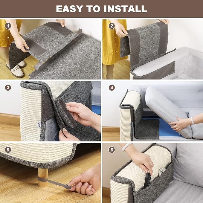 Upgraded Cat Scratch Sisal Sofa Protector,Furniture Couch Protector from Cat Scratching with Natural Sisal Full Cover 27.5''L*19.7''W(Right Hand) - Image 4