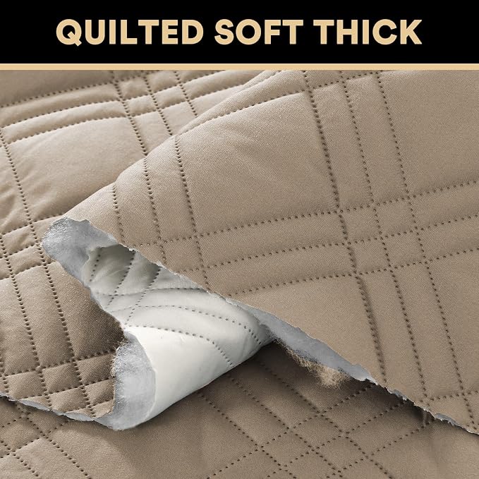 PrinceDeco 100% Waterproof Couch Cover for 3 Cushion Couch Sofa Pet Friendly Non-Slip Couch Cover for Dogs Washable Water Resistant Furniture Protector with Elastic Straps(XL Sofa 78", Taupe) - Image 7