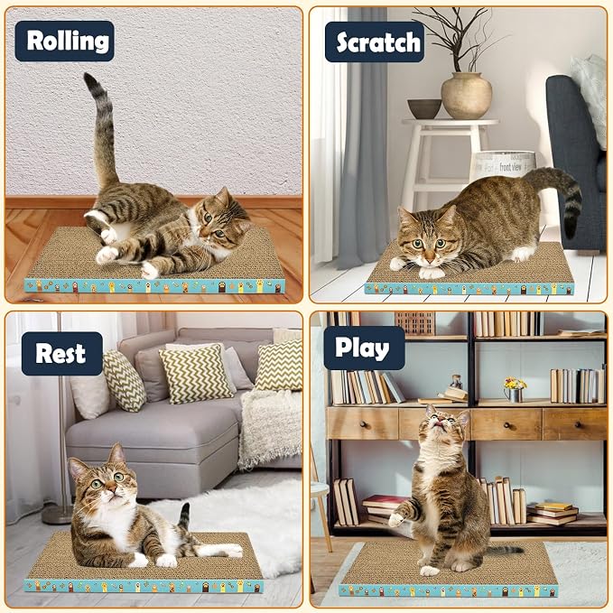 Cardboard Cat Scratcher 3 Pack Refill Reversible Cat Scratching Pad Durable Cat Scratchers for Indoor Cats Kitten to Protect The Furniture (Cat Paws) - Image 7