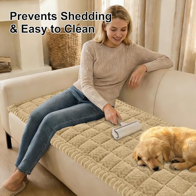 Smiry Couch Cover for Dogs, Non Slip Fuzzy Pet Sofa Covers Washable | Sofa Slipcovers for 3 Cushion Couch, Soft Thick Furniture Protector for Cats Dogs, Against Fur, Dirt, Scratch (27.6"x70.9") - Image 3