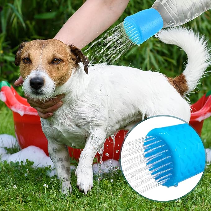3 Pieces Portable Outdoor Shower for Dogs, Bottle Attachment Outdoor Water Sprayer Accessory, Works with Most Plastic Water or Soda Bottles from 16 oz to 2 Liters (Sky Blue) | Portable Outdoor Use, Fits 16oz to 2 Liter Plastic Bottles, Silicone Sprayer... - Image 3