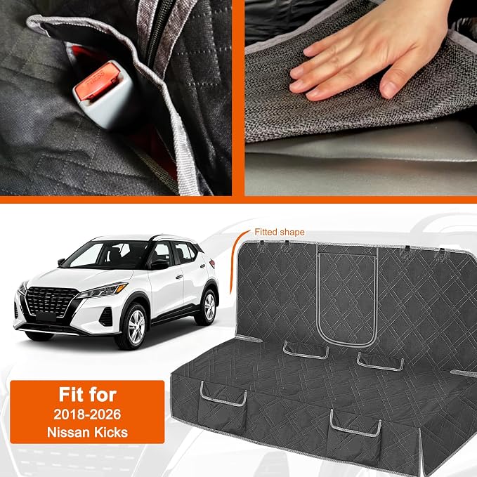 Dog Car Seat Cover Fit for 2018-2026 Nissan Kicks | Waterproof Pet Bench Seat Cover for Back Seat, 600D Heavy Duty Scratch Proof Nonslip Truck Seat Covers for Dogs - Image 2