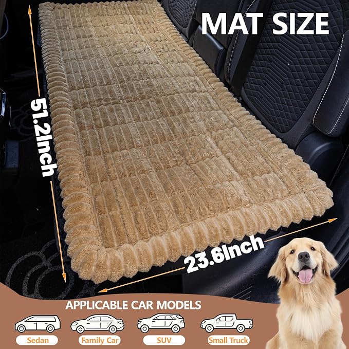 Dog Car Seat Waterproof Bed Cover Back Seat Brown 23.6”x51” | Nonslip Soft Comfortabl Pet Bed Mat Car Blanket for Travel Backseat Extender Seat Covers Dog Bed for Cars Trucks and SUVs - Image 4