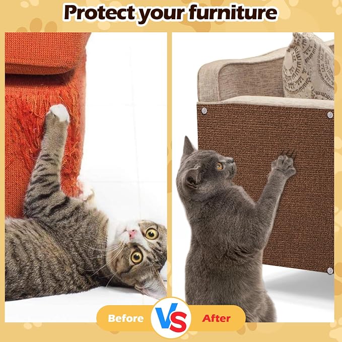 Cat Scratch Furniture Protector, 78.7"x15.8" Cat Scratch Pad for Couch | Trimmable Self-Adhesive DIY Sofa Wall Cats Tower Mat, Replacement Pads from Pet Claws, Dark Brown - Image 5