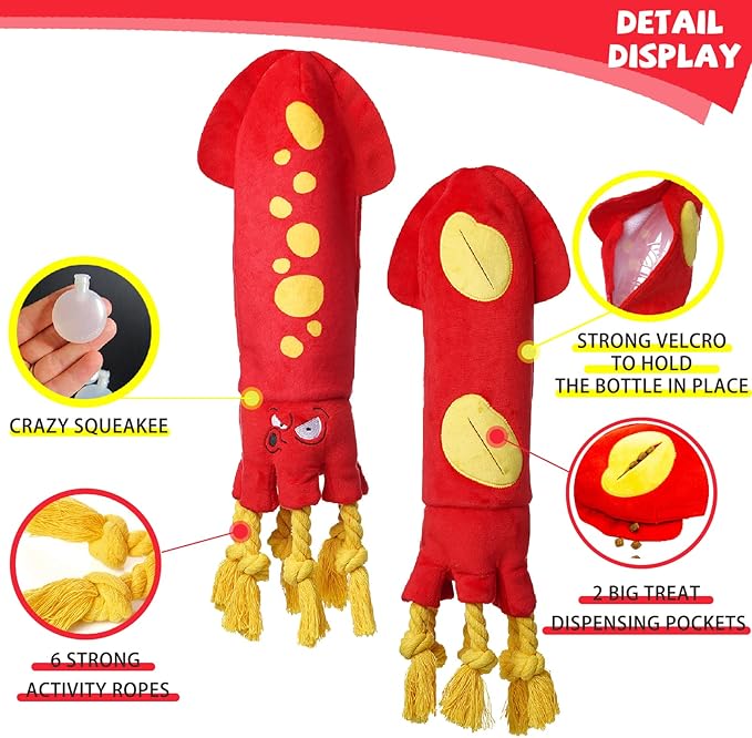 lilfrd Water Bottle Octopus Dog Toy, Squeaky Rope Stuffless Toys for Dogs | Durable Chew, Boredom Relief, Suitable for Small Medium Large Dogs - Image 4