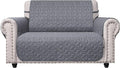 Ameritex Loveseat Cover Water-Resistant Quilted Furniture Protector with Back Nonslip Paws Slipcover for Dogs, Kids, Pets Loveseat Slipcover Stay in Place for Leather (Light Grey, 54'') by Ameritex