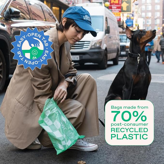 Springland Recycled Plastic Poop Bags for Dogs, 300 of Bags + 1 Dispenser | Premium thick & durable bags, leak proof, easy-open tab, unscented, no dangle bag holder for leash included - Image 4