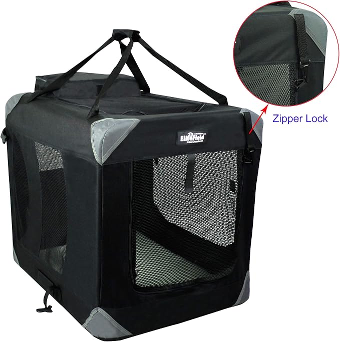 EliteField 3-Door Soft Dog Crate with Bed & Carrying Bag (2-Year Warranty) | 3 Mesh Doors, Steel Frame, Removable & Washable Crate Cover and Bed Cover, Storage Pockets, Indoor/Outdoor, Foldable - Image 2