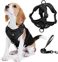 Dog Harness Medium Sized Dog Pet Vest with Leash Set Black XL | Adjustable Puppy Vest Harness, No Choke No Pull, Soft Padded, Step-in Dog Vest, Reflective Cat Harness, Breathable Air Mesh by Unknown