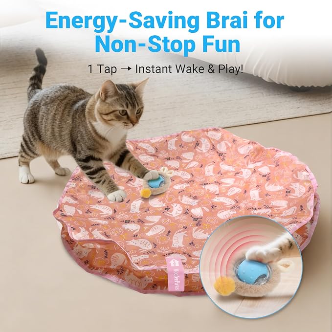 Cat Toys for Indoor Cats, Interactive Cat Toy for Adult Cats | Hide and Seek Play Mat for Bored Kittens, Automatic Rolling Ball with Real Bird Chirping, Motion Activated Rechargeable - Image 5