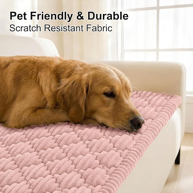 Smiry Couch Cover for Dogs Washable, Non Slip Fuzzy Pet Sofa Protector | Soft Thick Furniture Cover for Sofa, Loveseat and Sectional, Scratch & Pet Hair Resistant (Dusty Rose, 27.6" x 88") - Image 3