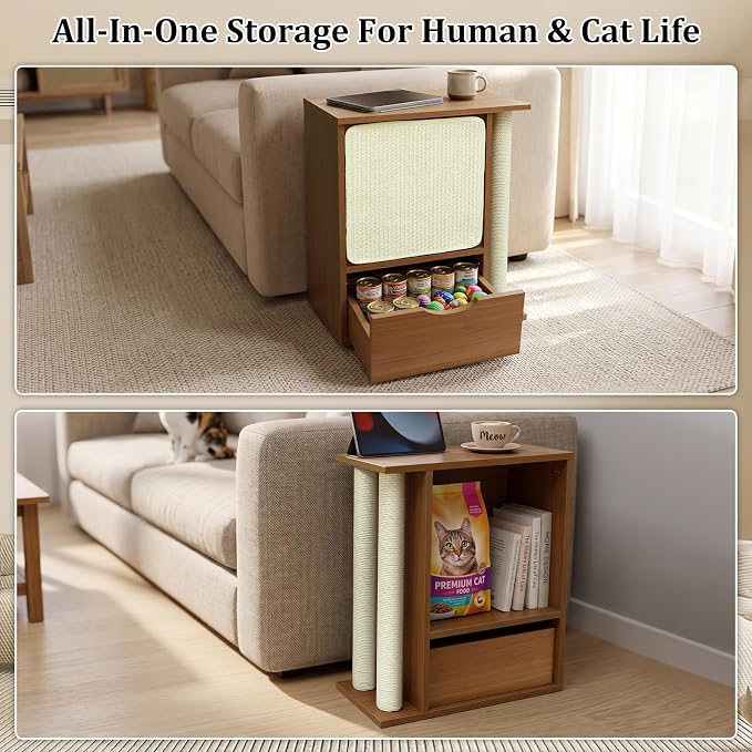 Cat Scratch Furniture Protector for Couch, Cat Scratcher Side Table | Couch Protector from Cat Claws with Storage,Cat Scratching Posts & Sisal Scratching Board, Anti-Scratch Furniture Protector - Image 3