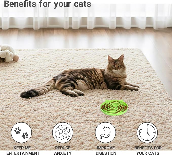 Bifeaw Slow Feeder Cat Bowl, Easy to Clean Silicone Bowl, Ideal for Dry and Wet Food (Orange and Cyan) - Image 4