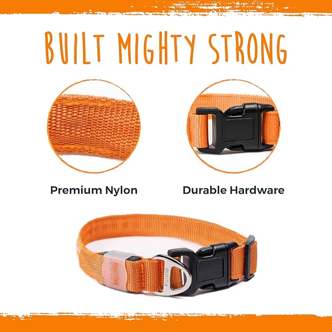 Mighty Paw LED Dog Collar - USB Rechargeable LED - High Visibility Glow Pet Strips - Weather Resistant - 3 Bright Light Modes for Nighttime Dog Safety - Collar USB (S, Orange) - Image 9