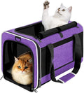 GAPZER Large Cat Carrier Soft, Collapsible Travel Pet Carry Bag, Small Dogs | Large Cats up to 20 lbs+ Maine Coon, Top Load Transport Small Puppy Dog Crate, Chihuahua Mini Dog 10lbs, Sturdy Fabric Pueple by GAPZER