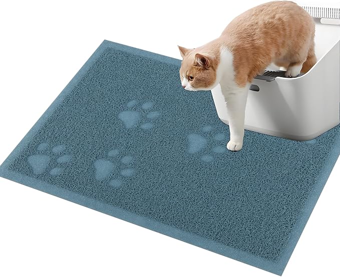 Darkyazi Cat Litter Box Mat for Floor Litter Trapping Mat Non-Slip Backing, Scatter Control, Easy Clean, Water Resistant, Soft on Paws (15.75" x 11.75",Silver Blue) by DARKYAZI