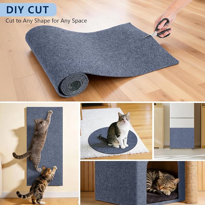 Scratch Pad for Cats 78.7x15.8 Inch Self-Adhesive Trimmable Anti Scratch Cat Pad – Furniture Protector for Couch Sofa Wall Door(Dark Gray) - Image 6