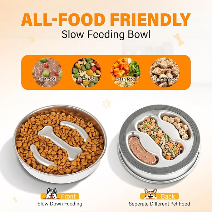 Slow Feeder Dog Bowl, Large Capacity 3-Cup 304 Stainless Steel Dog Food Bowl with Non-Slip Silicone Mat, Eco-Friendly, Slows Down Eating for Small, Medium & Large Dogs - Image 5