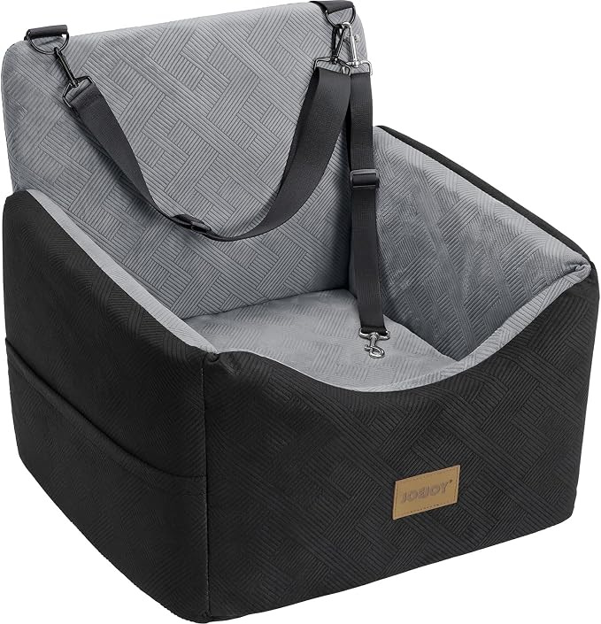 JOEJOY Dog Car Seats for Small Medium Dogs Under 35lbs, Dog Booster Seat with Detachable Washable Cover and Cushion, Memory Foam Pet Car Seat with Safety Belt and Storage Pockets (BLG) by JOEJOY