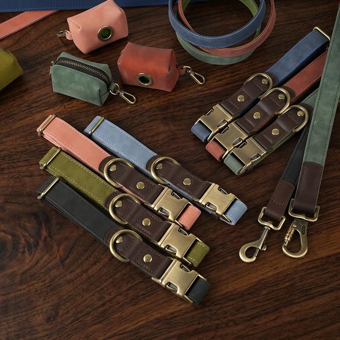 PU Leather Dog Leash for Small Dogs, 5ft Padded Handle, Olive Green | Comfortable Grip for Daily Walking Training, Full Control, Metal D-ring, Tangle-Free 360° Swivel Clasp, Easy to Clean, 5/8in - Image 7