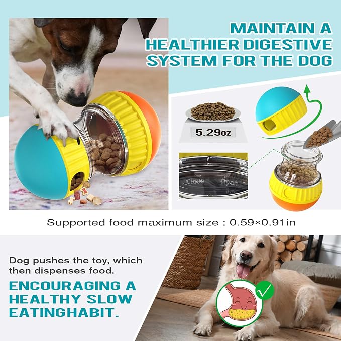 BSISUERM Dog Treat Dispensing Puzzle Toy Adjustable Food Dispenser Slow Feeder Puppy Enrichment Rolling Ball Pet Interactive Chase Toys Stimulating Game for Small Medium Dogs Gift to Keep Them Busy - Image 4