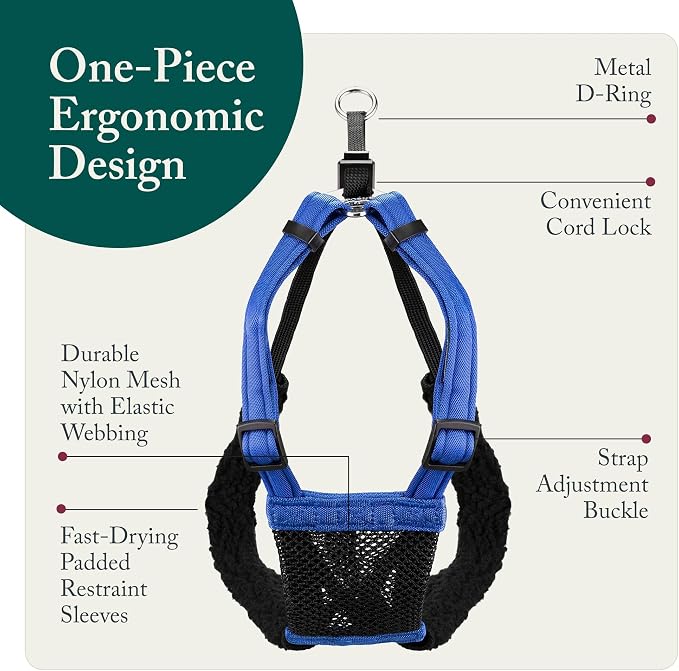 Sporn No Pull Dog Harness, Durable Nylon Mesh Harness for Medium Dogs, No Choke Design, Padded Restraint Sleeves, Adjustable Fit, Easy On/Off, Ideal for Medium Breeds, Blue - Image 4