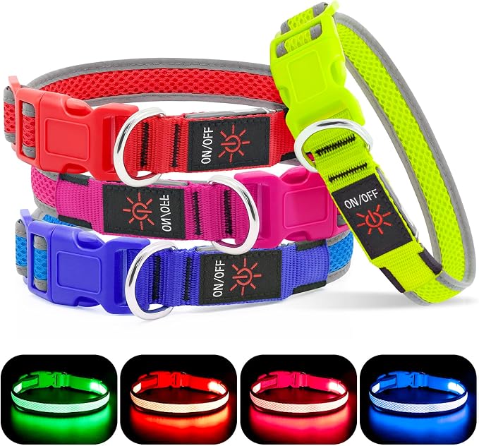 YFbrite Light up Dog Collar, USB Rechargeable LED Puppy Collar Super Bright Adjustable Glowing Dog Lights for Night Walking (Green, Medium) - Image 5