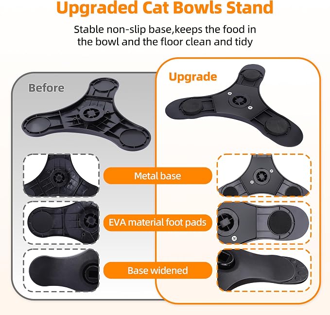 Raised Cat Bowls,15° Tilted Cat Food Bowls (1 Pack) | Elevated Cat Bowls for Indoor Cats with Height-Adjustable Stand,Non-Slip Stainless Steel Cat Bowls - Image 5