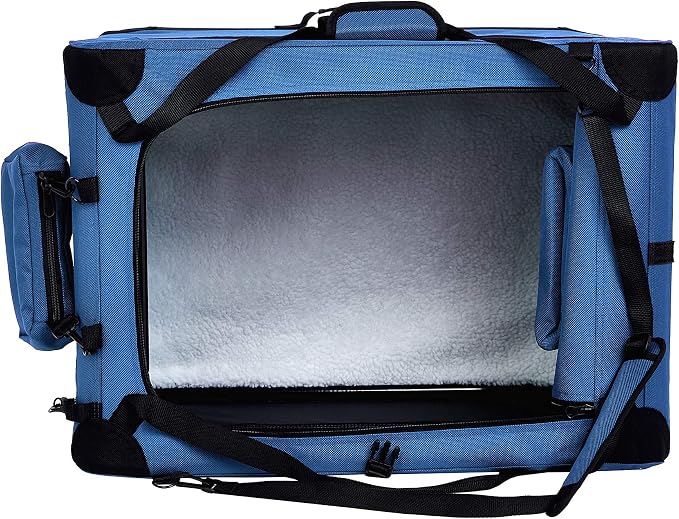 Amazon Basics Portable Soft Pet Dog Crate Carrier Kennel, Foldable, Washable, Up to 25 lbs, 26 x 18 x 18 inches, Blue - Image 3