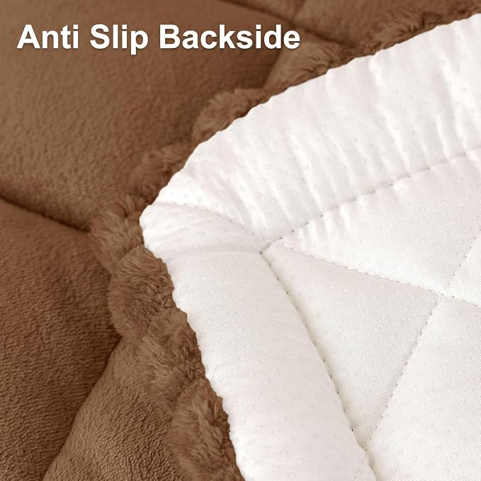 Smiry Non Slip Couch Cover for Dogs, Fuzzy Plush Pet Sofa Protector | Washable Furniture Cover for Large Dogs & Cats, Scratch & Dirt Resistant, For 3 Cushion Couch, Brown, 27.6"x70.9" - Image 7