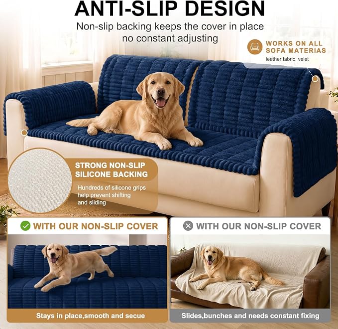 Smiry Couch Cover for Dogs, Non Slip Washable Sofa Protector for Pets | Soft Furniture Cover for Leather & Fabric Couches, Cozy Protect Against Fur, Dirt & Messes, Pet Friendly, 27.6"x70.9" - Image 10
