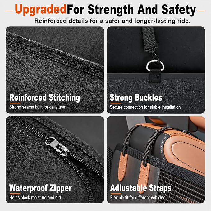 Hard Bottom Dog Car Seat Cover for Back Seat, PU Material For Dog's Comfort | 400 lbs Extender, 50% More Space, Waterproof, Scratch Resistant,Car Seat Protector for Car/SUV/Truck - Image 6