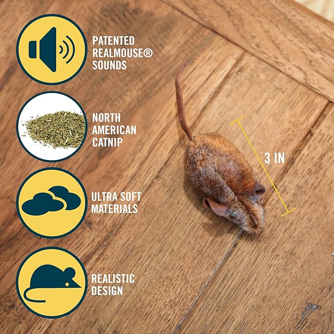 OurPets Play-N-Squeak Mouse Hunter Cat Toys with Catnip | Interactive Toy with Real Mouse Electronic Sound, for Indoor Cats - Image 2