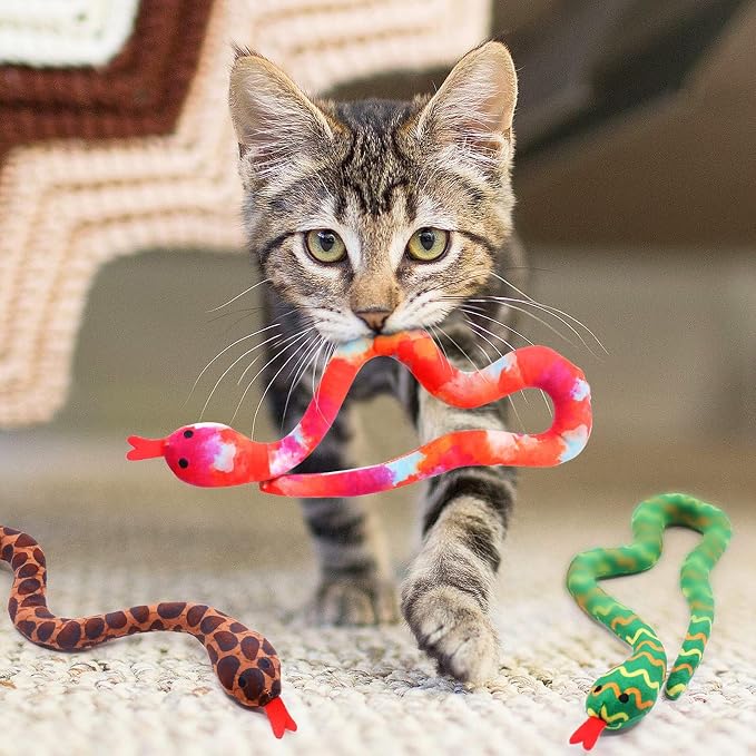 CiyvoLyeen Plush Snake Catnip Toys for Indoor Cats 3 Pack | Interactive Snake Cat Chew Kicker Toys, Boredom Relief, Soft Durable Plush with Catnip, Funny Gift for Cat Lovers & Kitten - Image 6