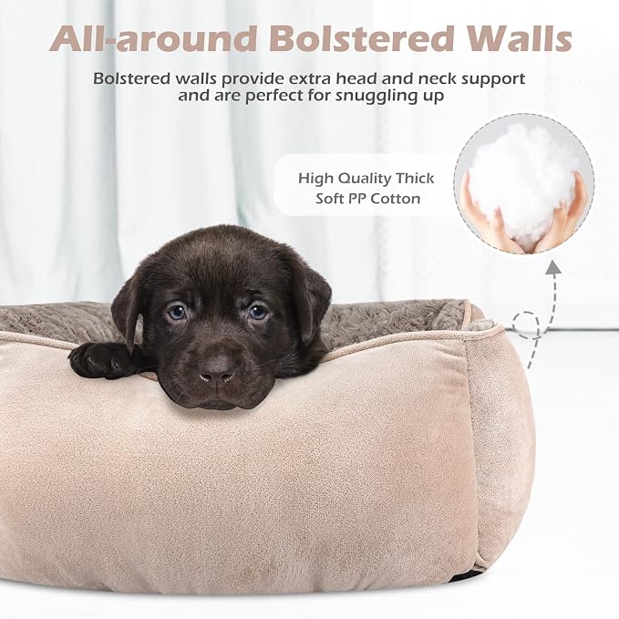 Medium Dog Bed for Large, Small Dogs - Rectangle, Washable, Orthopedic, Soft, Calming, Durable Pet Cuddler with Anti-Slip Bottom (M: 25"x21"x8") - Image 4