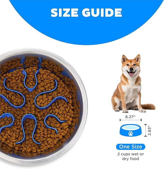 Outward Hound Fun Feeder Stainless Steel Slo Bowl for Dogs, Medium, 8.3" | Slows Fast Eaters, Can Aid Digestion, Holds 2 Cups Dry or Wet Food, Removable Maze, Non-Slip, Fits Raised Feeding Stations - Image 5
