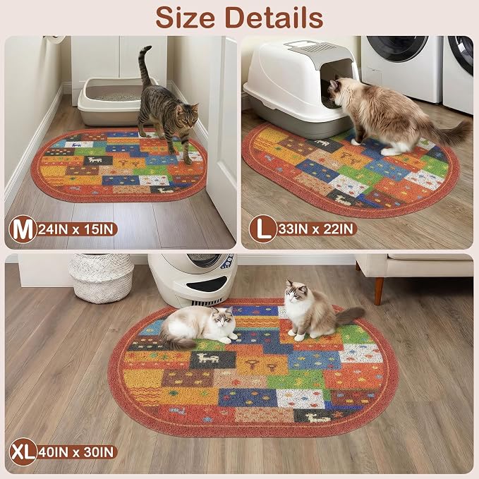 Bienbee Cat Litter Mat, 24" x 15" Dense Trapping Mesh for Litter Boxes | Litter Box Mat with PVC Mesh, Waterproof &Urineproof, Non-Slip Grip, Soft On Kitty Paws and Easy to Clean to Protect Floor - Image 7