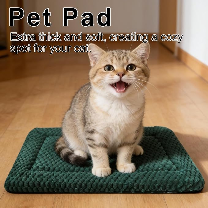 Dog Bed Mat – Soft & Comfortable Dog Kennel Pad for Crate – Durable Crate Bed & Mat for Dogs & Cats (Dark Green, XS(18"*14"*1.5")) - Image 2