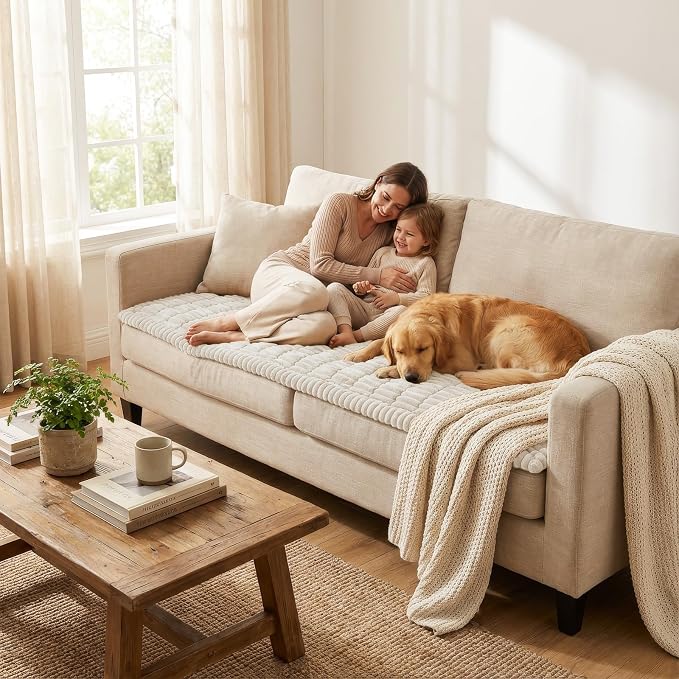 Smiry Couch Cover for Dogs, Non Slip Washable Sofa Protector for Pets | Soft Furniture Cover for Leather & Fabric Couches, Cozy Protect Against Fur, Dirt & Messes, Pet Friendly, 27.6"x82.7" - Image 6
