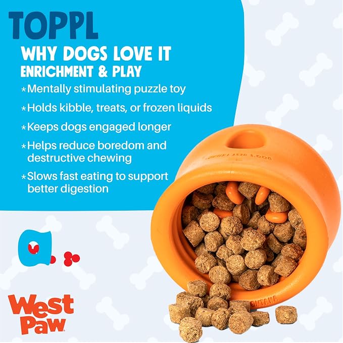 WEST PAW Zogoflex Toppl Interactive Treat Dispensing Puzzle Dog Toy for Mental Stimulation & Enrichment-Holds Kibble & Treats-Lickable, Freezable & Dishwasher Safe-Made in USA-XL-Sunflower Yellow - Image 2