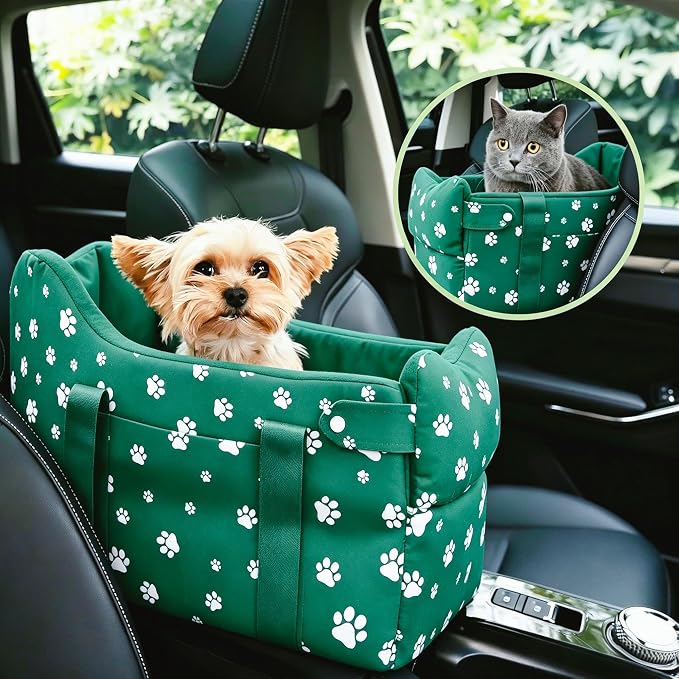 Small Dog Car Seat for Center Console, Wilderness Green | Cullaby Small Dog Car Seat for Center Console, by HANMEIANINC