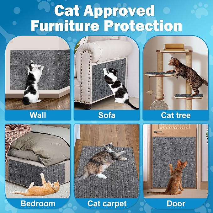 ENONCI 47.2x15.8 Cat Scratcher Mat, Self-Adhesive Wall Corner Cat Scratcher Pad - Image 6